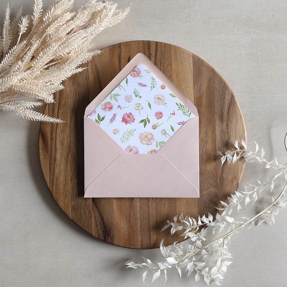 'Peony' Printed Envelope Liner with Envelope