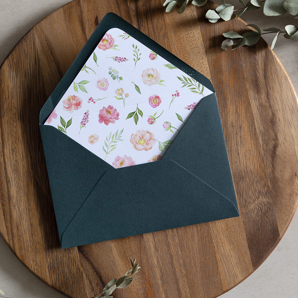 'Peony' Printed Envelope Liner with Envelope