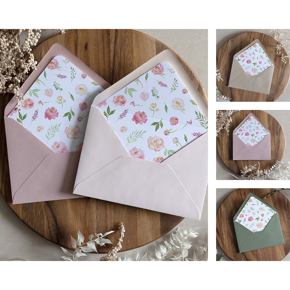 'Peony' Printed Envelope Liner with Envelope