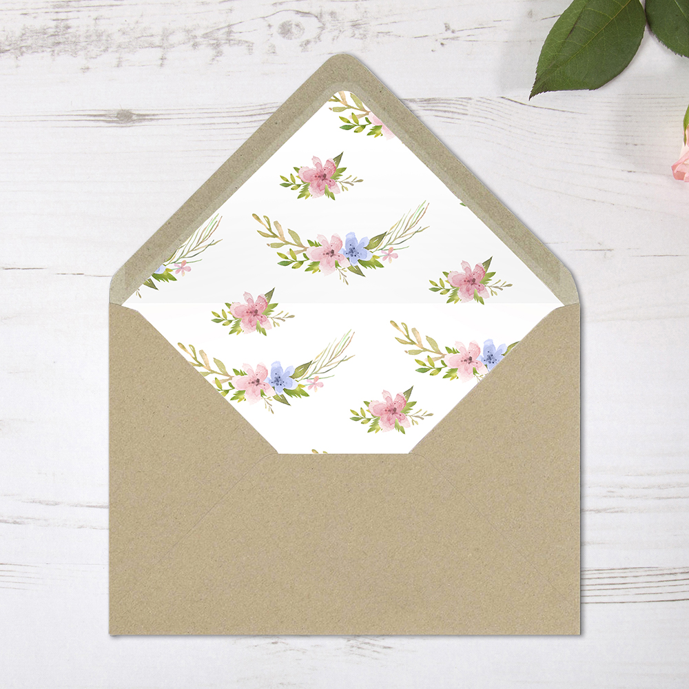 'Pretty in Blue & Pink' Printed Envelope Liner Sample with Envelope
