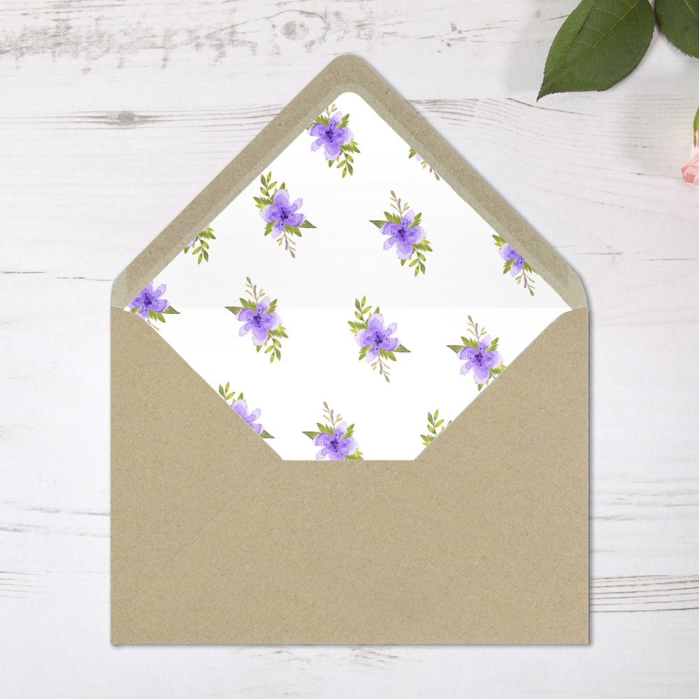 'Pretty in Purple' Printed Envelope Liner with Envelope