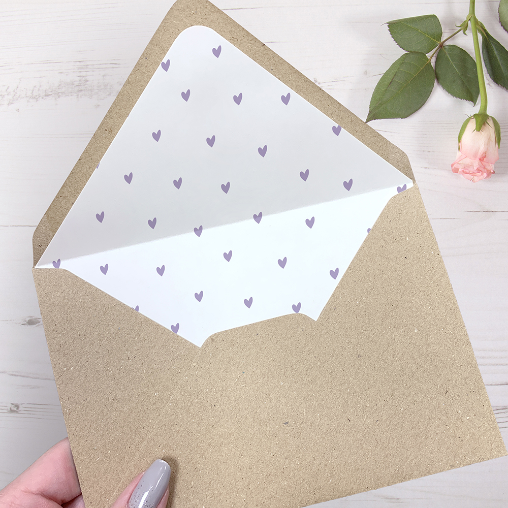'Purple Heart' Printed Envelope Liner Sample with Envelope