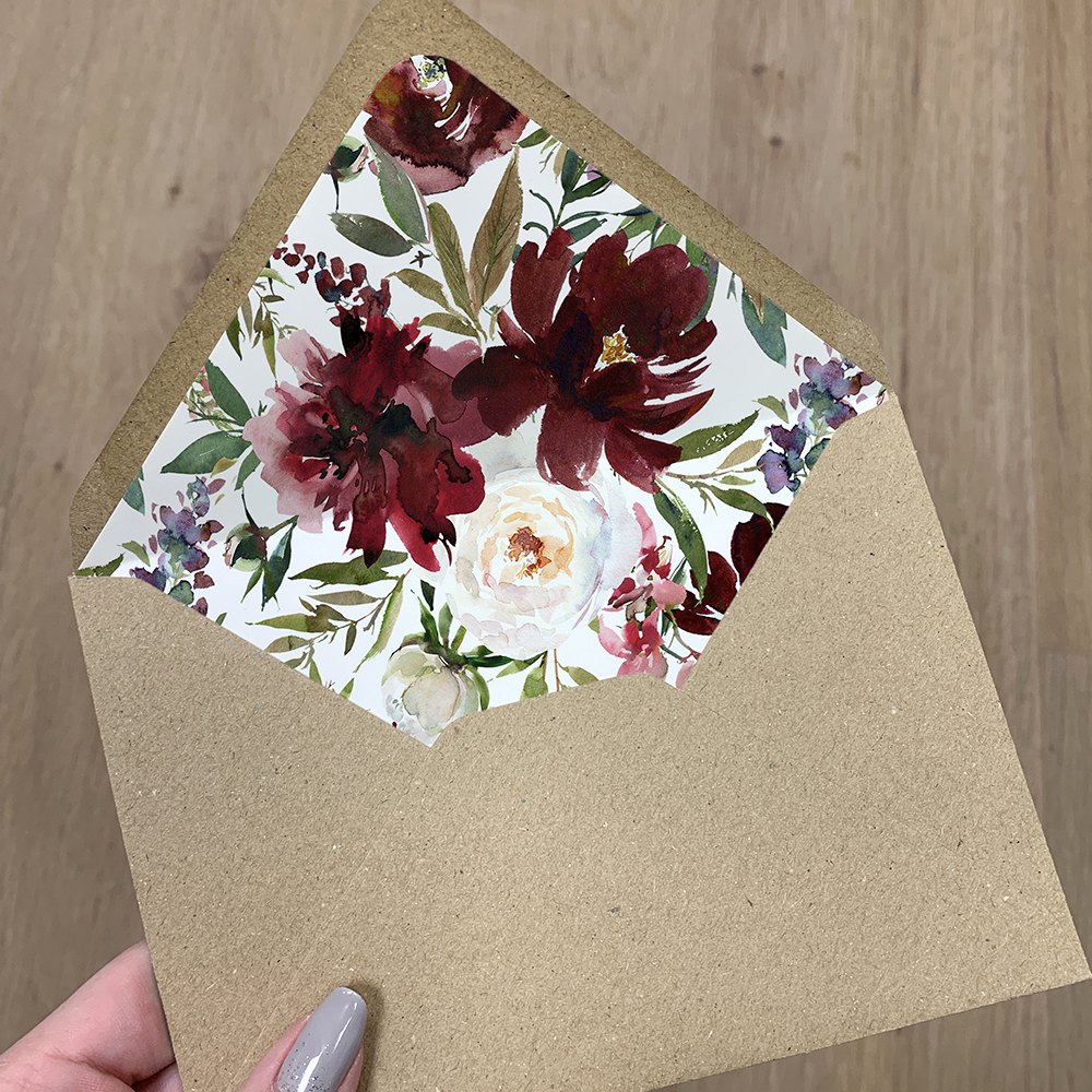 'Red Velvet' Printed Envelope Liner with Envelope