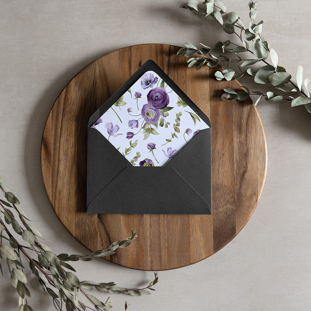 'Royal Blooms' Printed Envelope Liner with Envelope