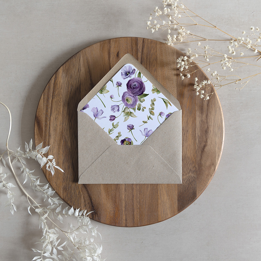 'Royal Blooms' Printed Envelope Liner with Envelope