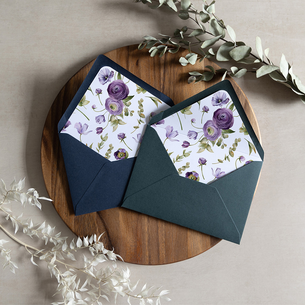 'Royal Blooms' Printed Envelope Liner with Envelope