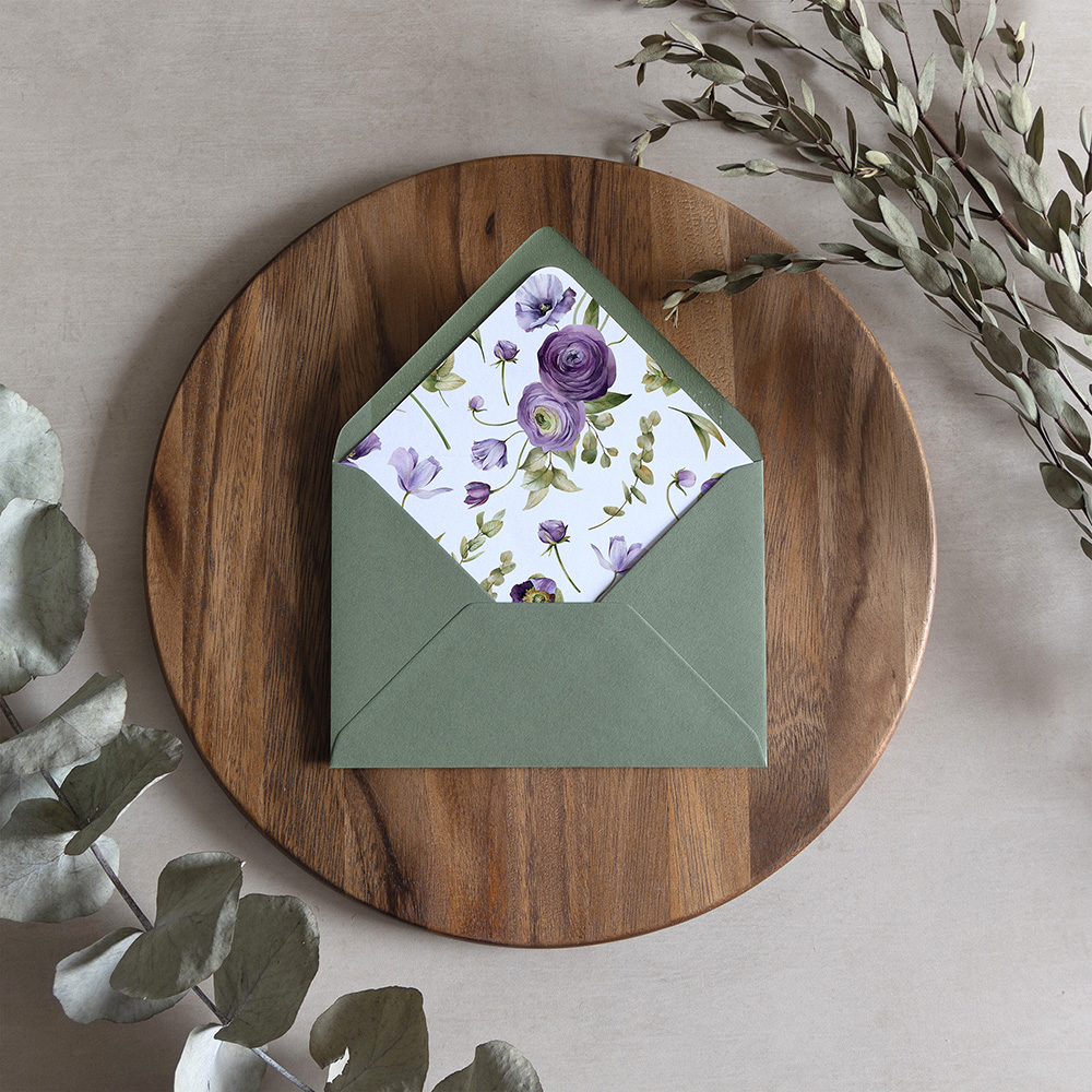 'Royal Blooms' Printed Envelope Liner with Envelope
