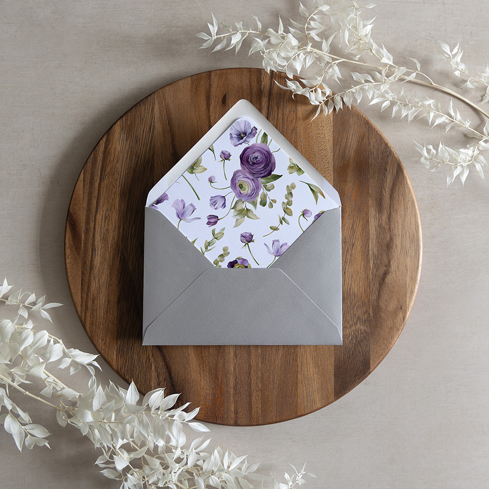 'Royal Blooms' Printed Envelope Liner with Envelope