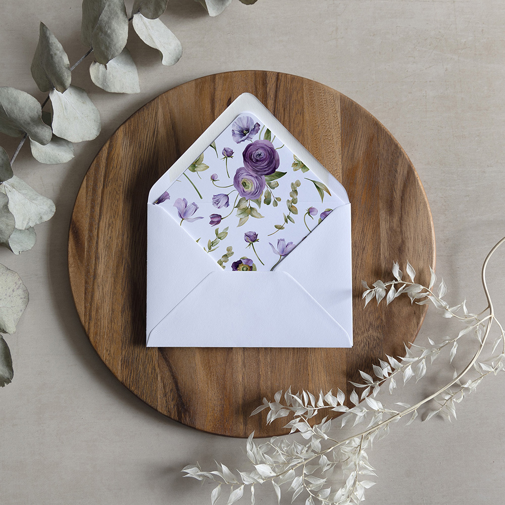 'Royal Blooms' Printed Envelope Liner with Envelope