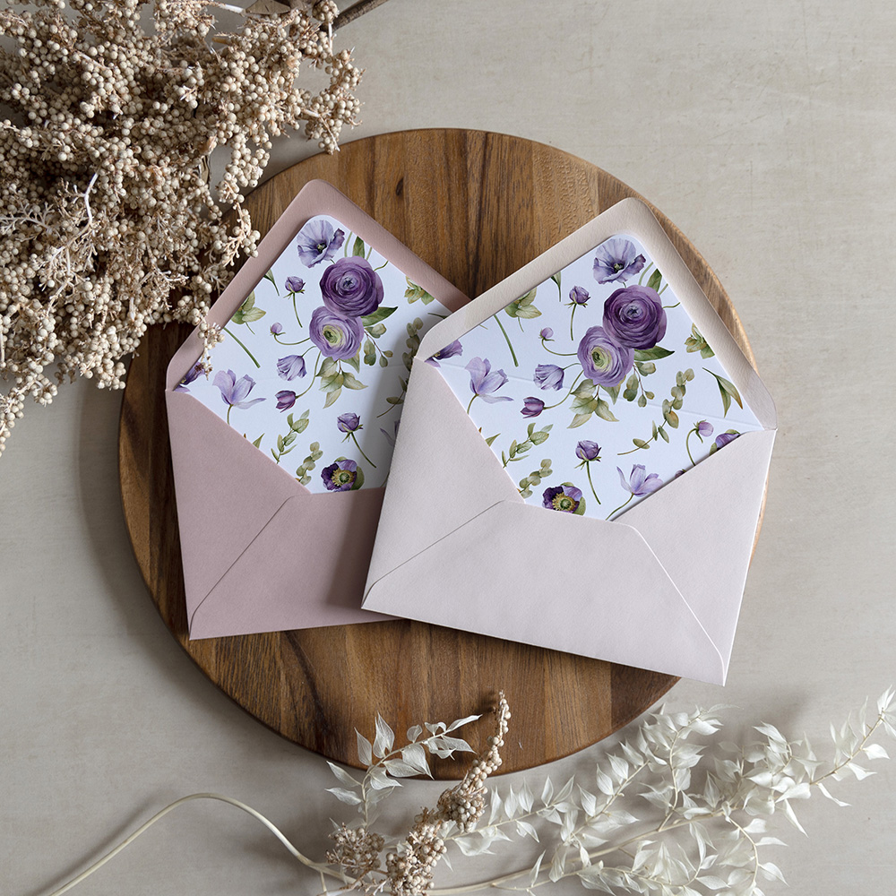 'Royal Blooms' Printed Envelope Liner with Envelope
