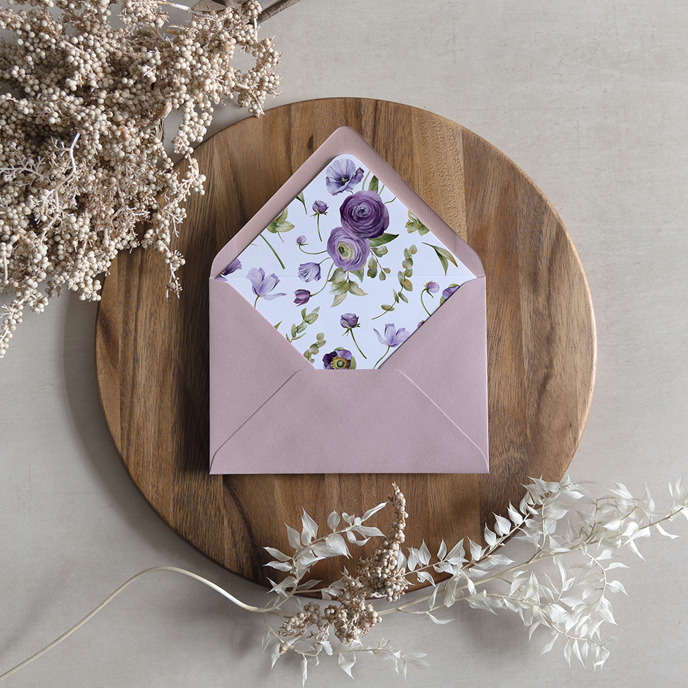'Royal Blooms' Printed Envelope Liner with Envelope