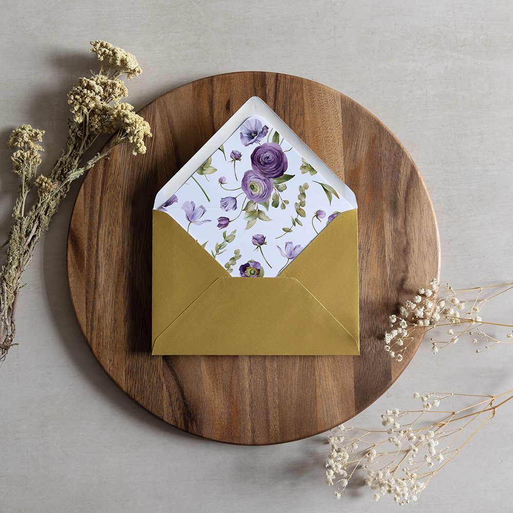 'Royal Blooms' Printed Envelope Liner with Envelope