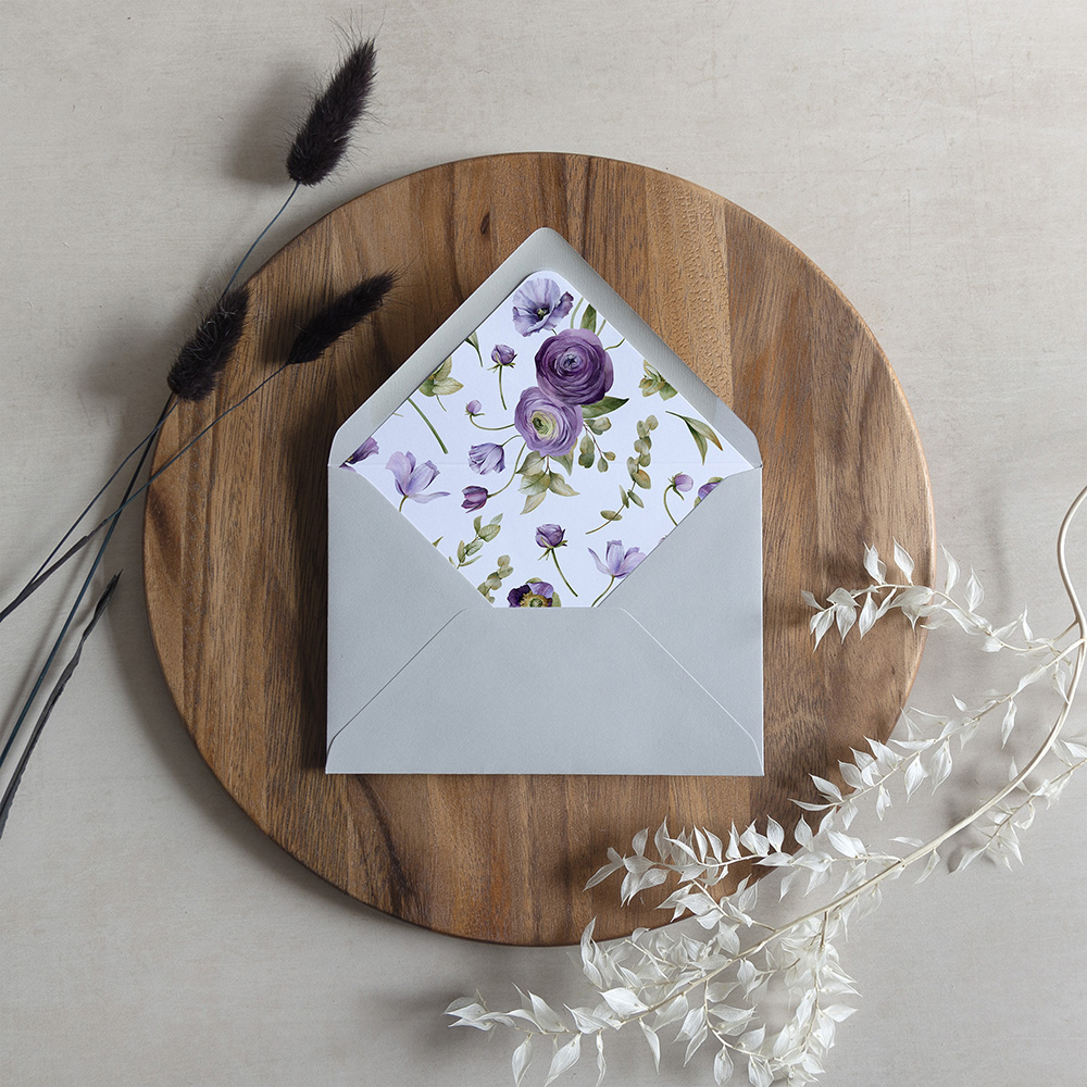 'Royal Blooms' Printed Envelope Liner with Envelope