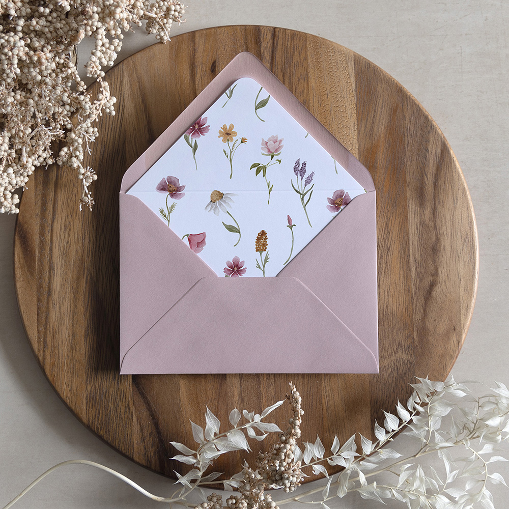 'Secret Garden' Printed Envelope Liner Sample with Envelope