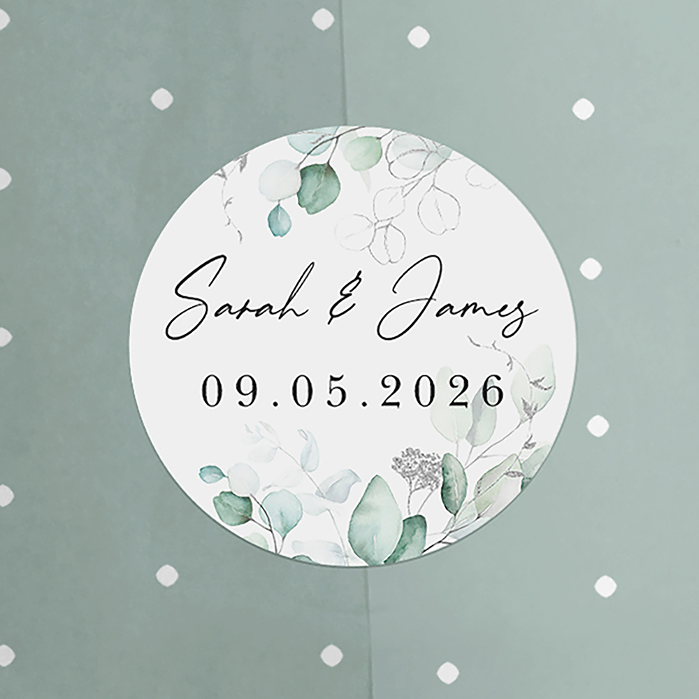 'Silver Eucalyptus' Printed Gatefold Wedding Invitation Sample