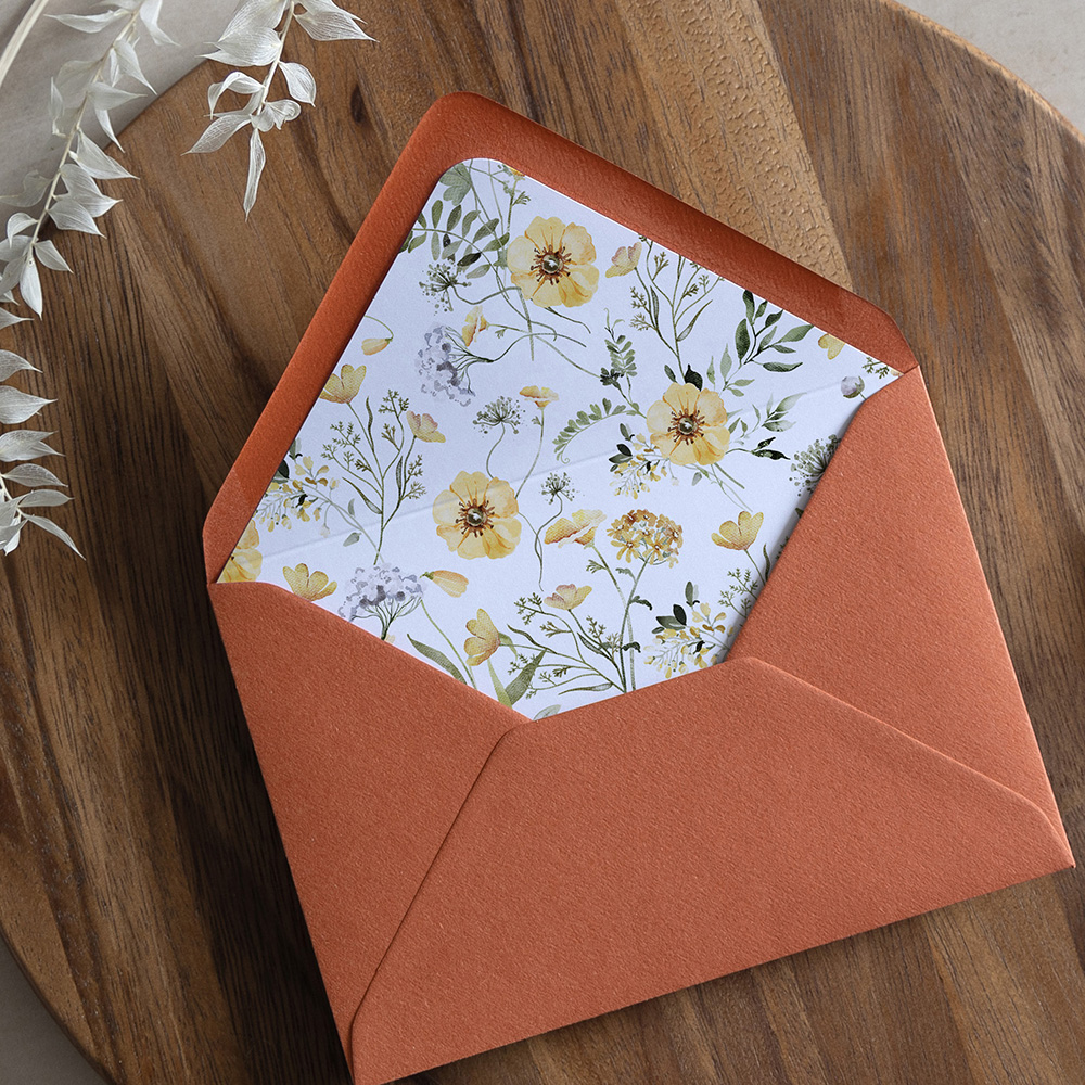 'Spring Yellow Multi' Printed Envelope Liner with Envelope