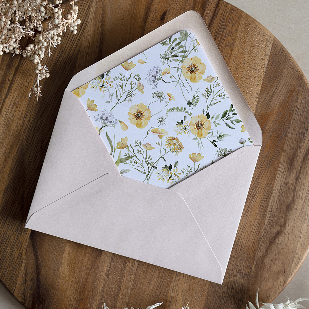 'Spring Yellow Multi' Printed Envelope Liner Sample with Envelope