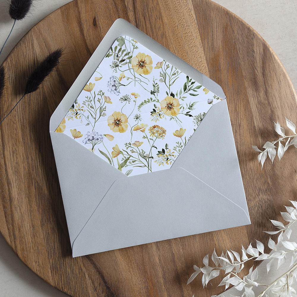 'Spring Yellow Multi' Printed Envelope Liner with Envelope