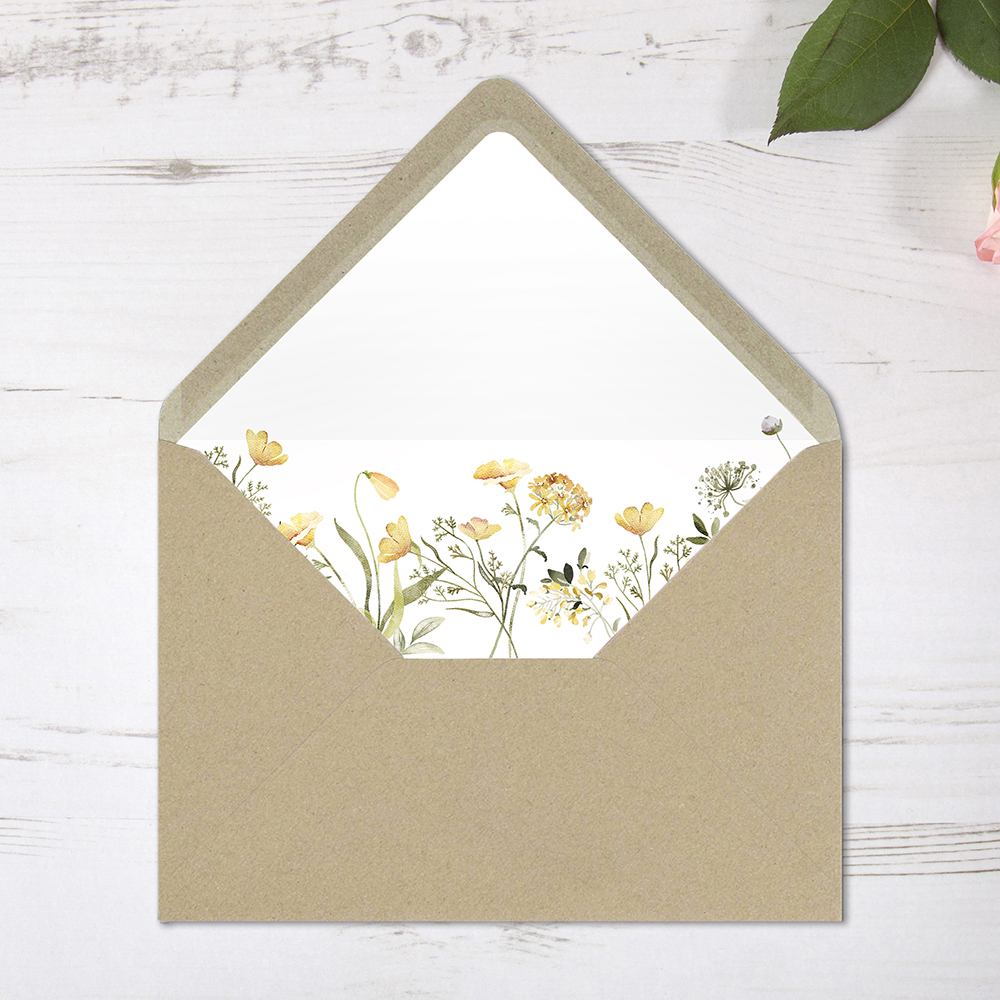 'Spring Yellow' Printed Envelope Liner Sample with Envelope