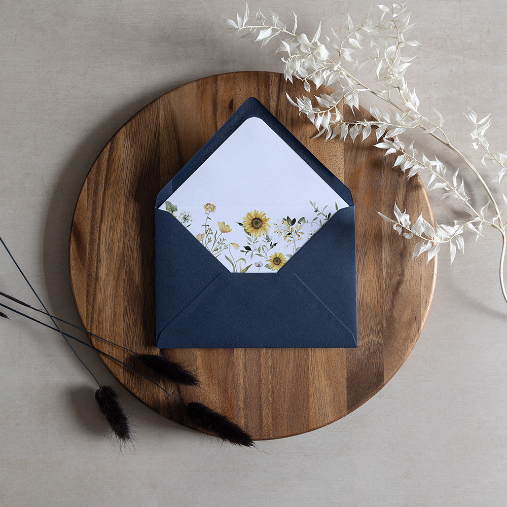 'Sunflower' Printed Envelope Liner Sample with Envelope