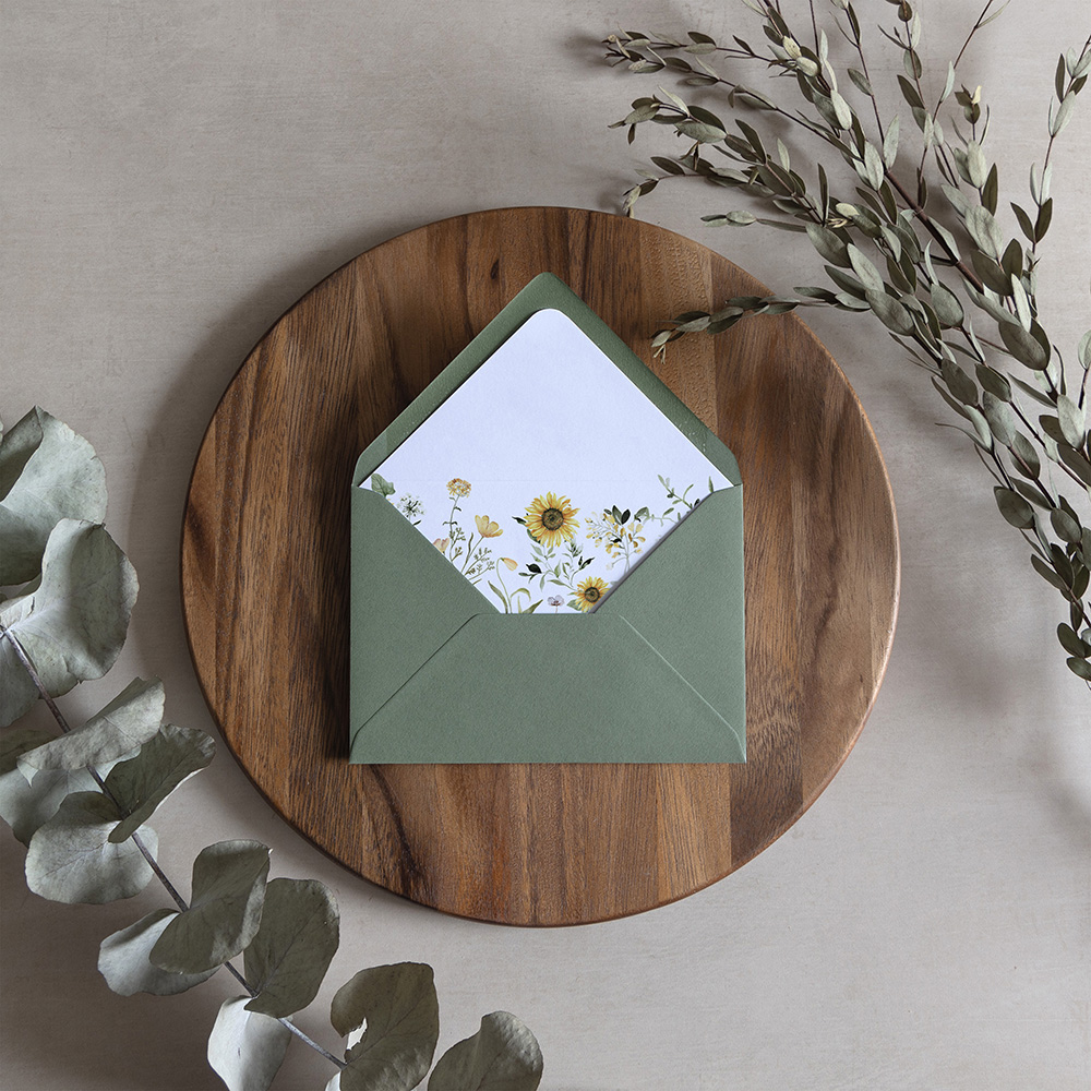 'Sunflower' Printed Envelope Liner Sample with Envelope