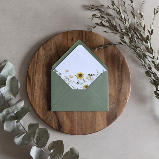 'Sunflower' Printed Envelope Liner Sample with Envelope