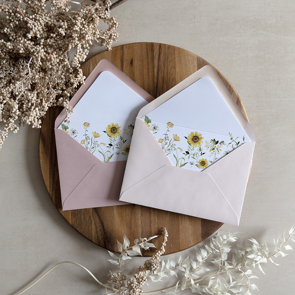 'Sunflower' Printed Envelope Liner Sample with Envelope