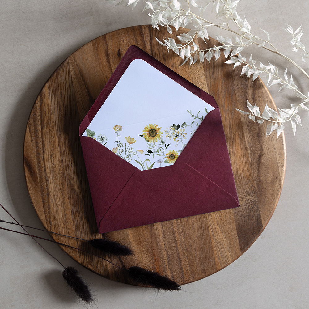 'Sunflower' Printed Envelope Liner Sample with Envelope