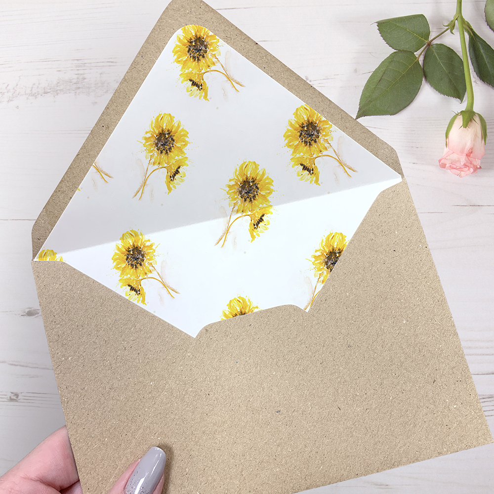'Sunflower' Printed Envelope Liner with Envelope