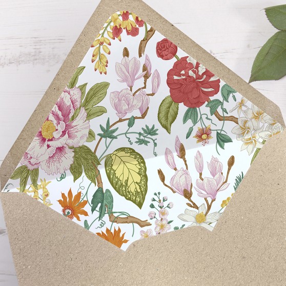 'Vintage Blooms' Printed Envelope Liner with Envelope