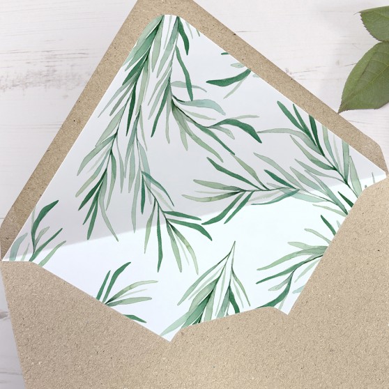 'Willow Eucalyptus' Printed Envelope Liner Sample with Envelope