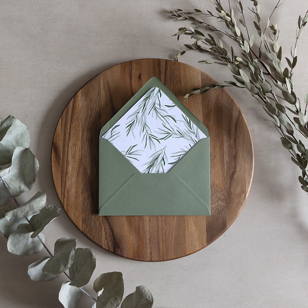 'Willow Eucalyptus' Printed Envelope Liner with Envelope