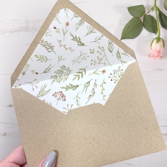 'Woodland Floral' Printed Envelope Liner Sample with Envelope