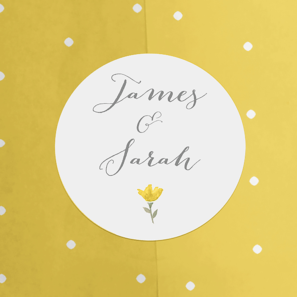 'Yellow Floral Watercolour' Printed Envelope Liner with Envelope