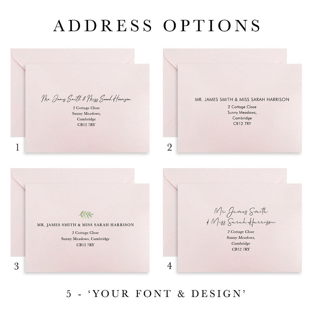 Dusky Pink Addressed Envelopes - Various Sizes