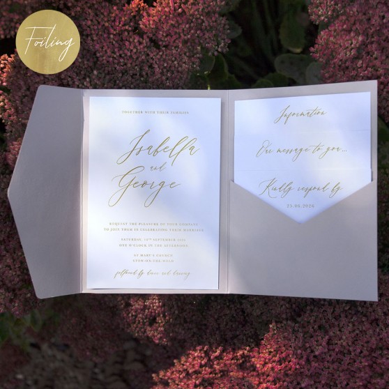 'Calligraphy 4' Foil Pocketfold Wedding Invitation