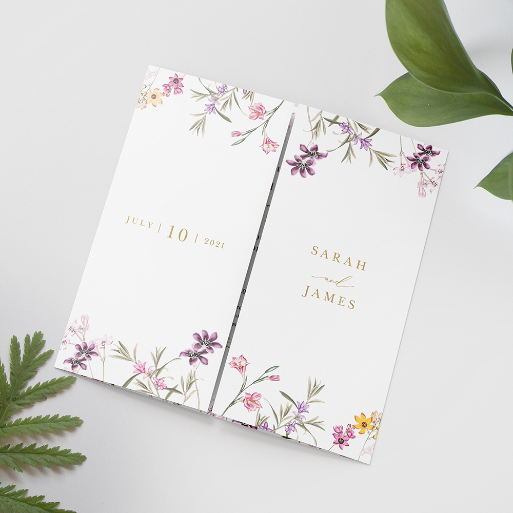 'Wild Botanical' Foil Printed Gatefold Wedding Invitation