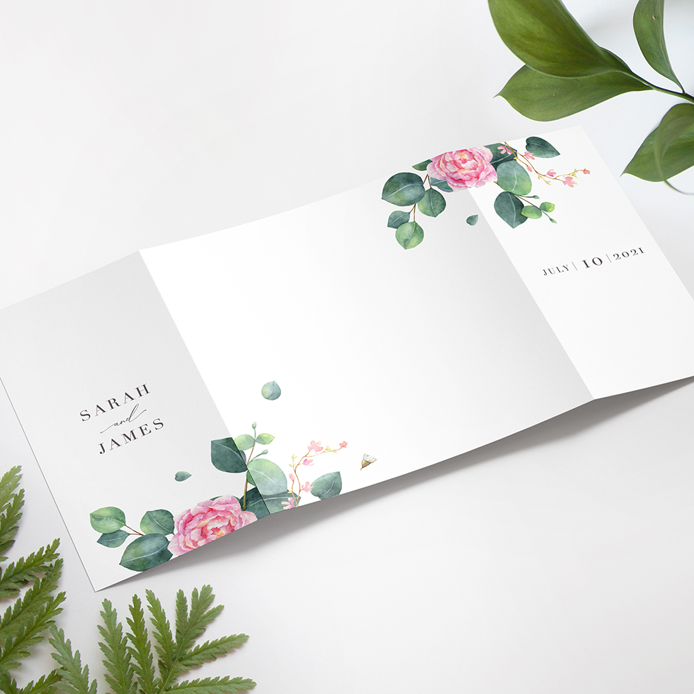 'Eucalyptus Blush' Foil Printed Gatefold Wedding Invitation