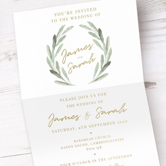 'Olive' Folded Foil Invite