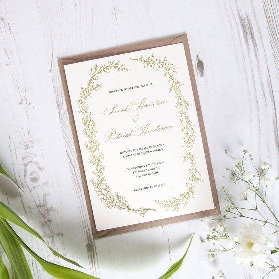 'Cotswold Wreath' Standard Foil Invite