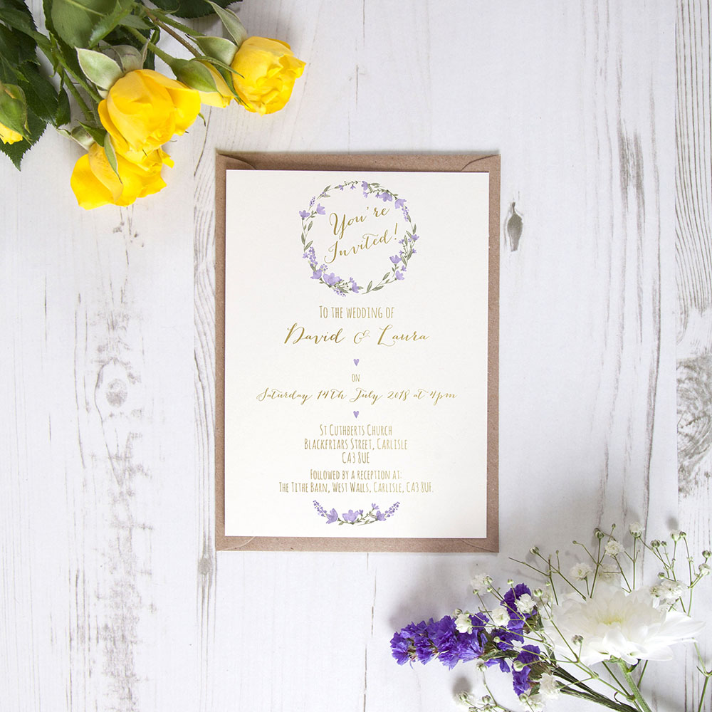 'Lavender Floral Watercolour' Standard Foil Invite