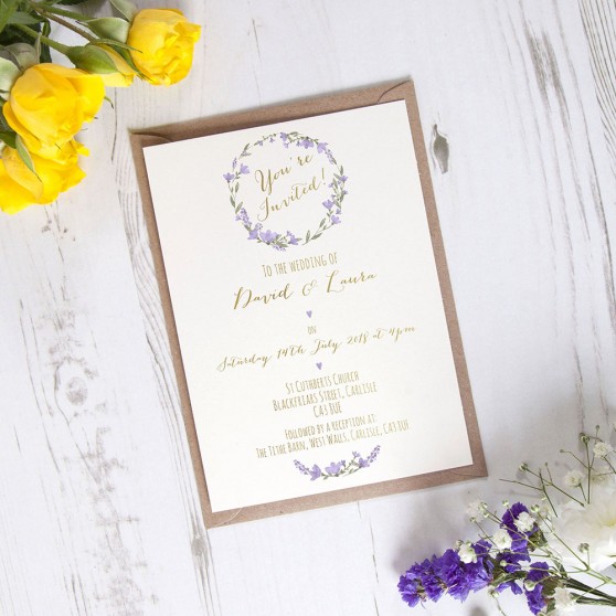 'Lavender Floral Watercolour' Standard Foil Invite
