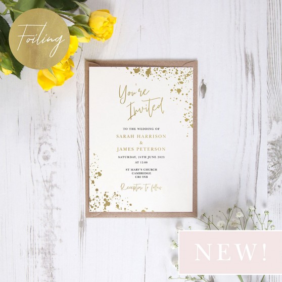 'Speckled' Standard Foil Wedding Invitation