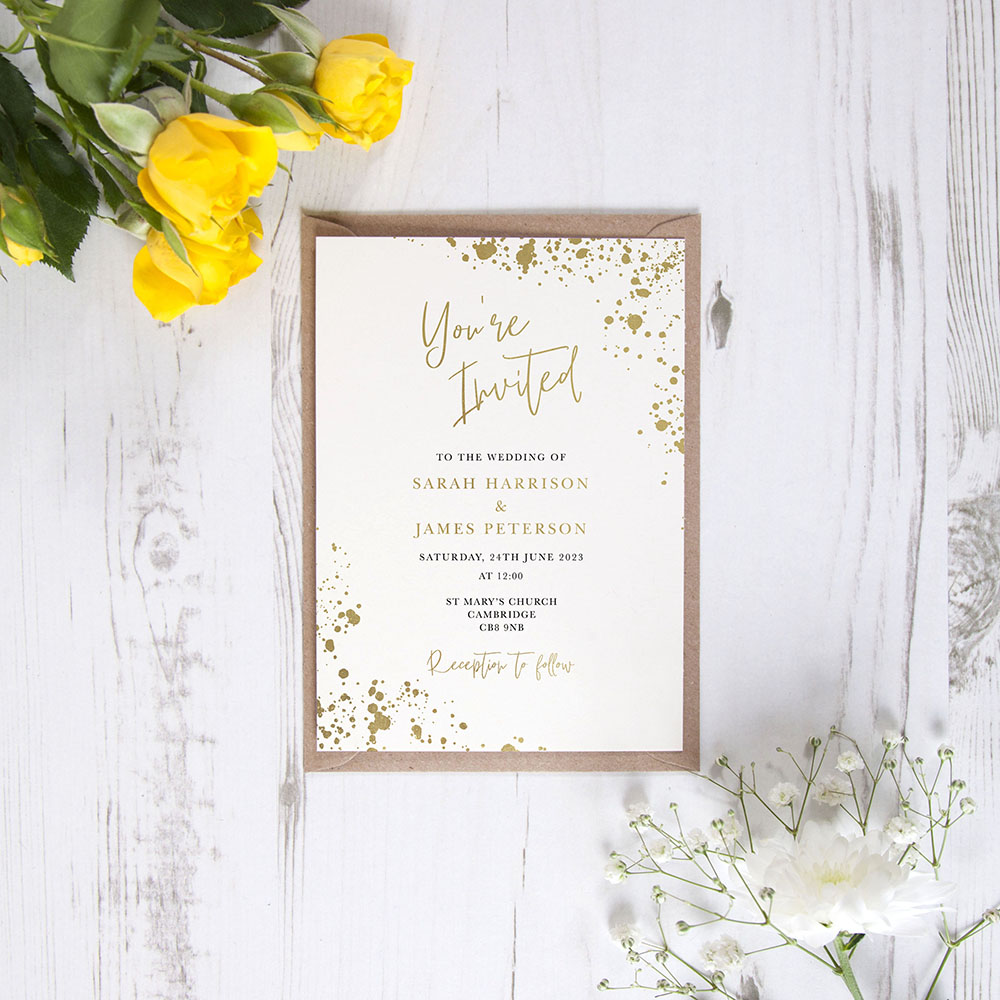 'Speckled' Standard Foil Wedding Invitation