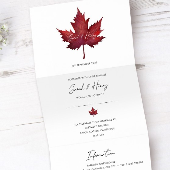'Autumn Harvest' Folded Wedding Invitation Sample