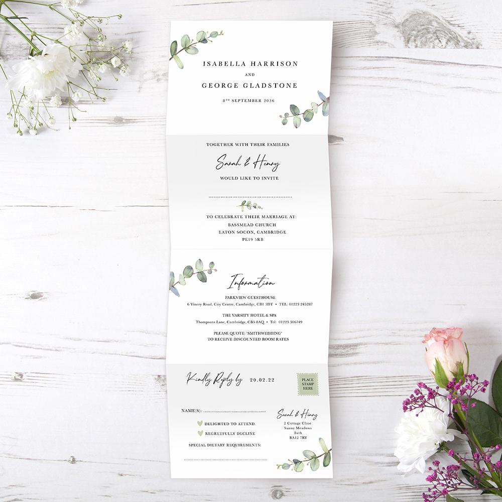 'Campagna Eucalyptus' Folded Wedding Invitation