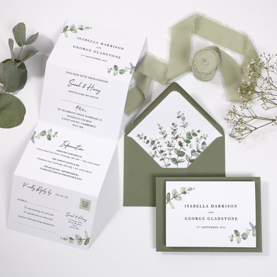 'Campagna Eucalyptus' Folded Wedding Invitation