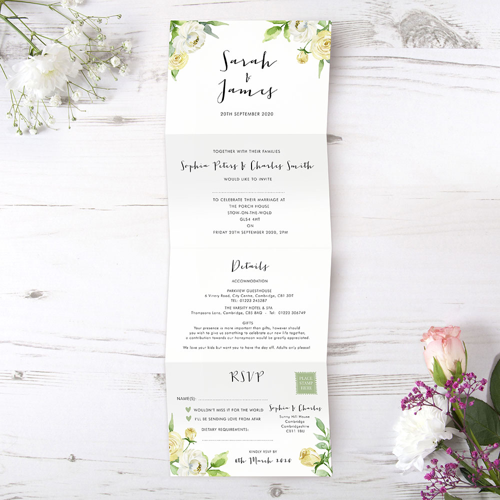 'Daphne' Folded Wedding Invitation Sample