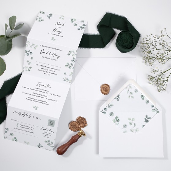 'Eucalyptus' Folded Wedding Invitation