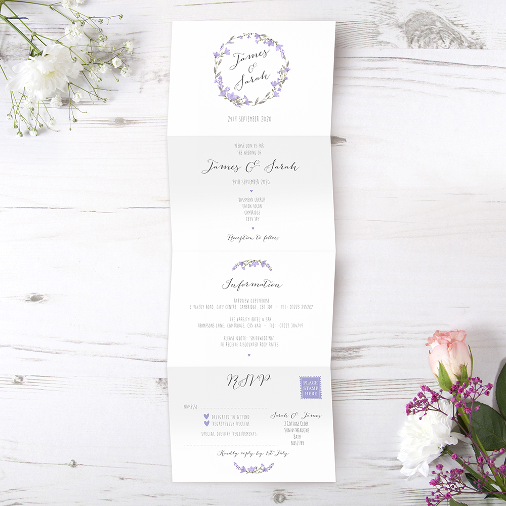 'Lavender Floral' Folded Invitation